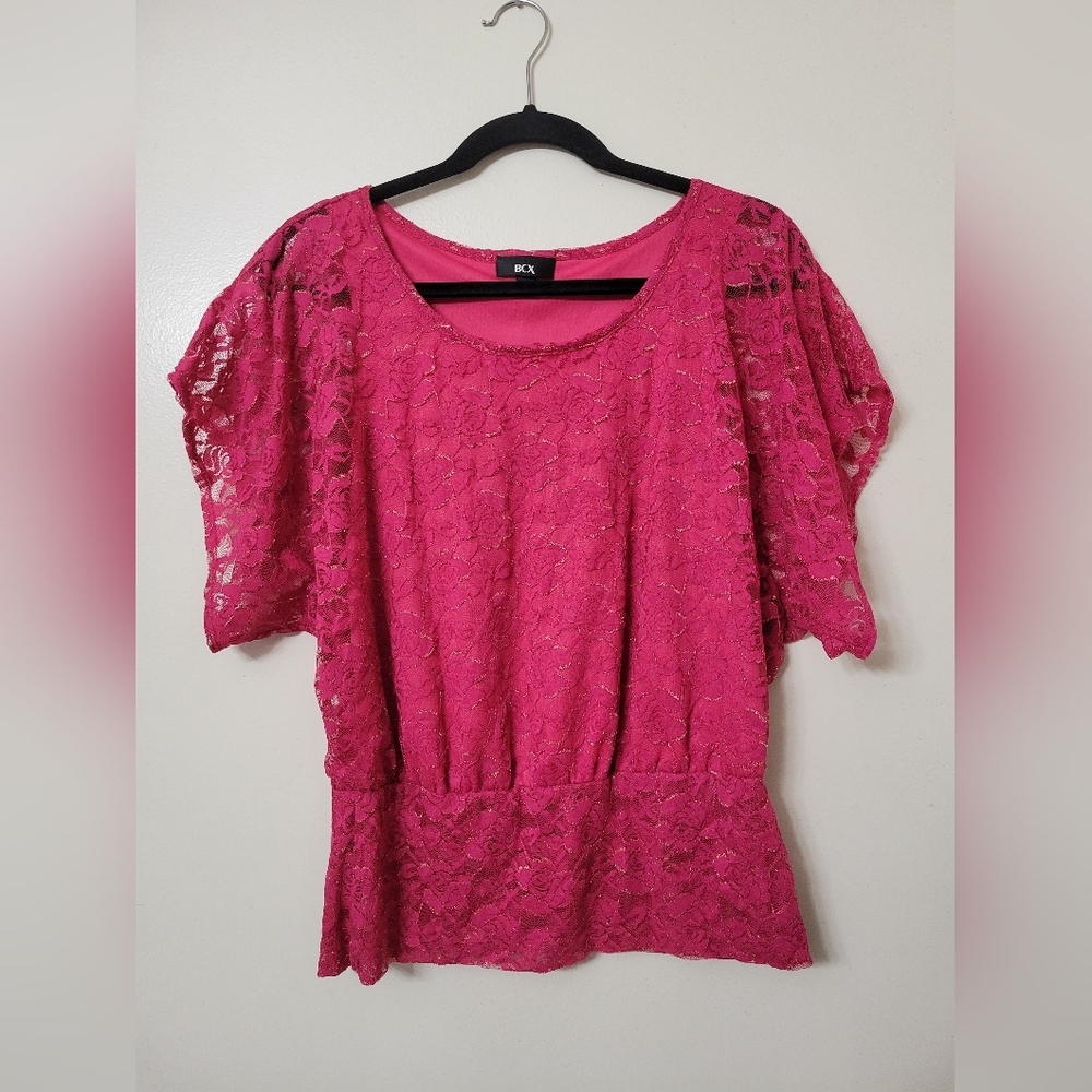 Y2K Barbiecore BCX Pink Lace Blouse